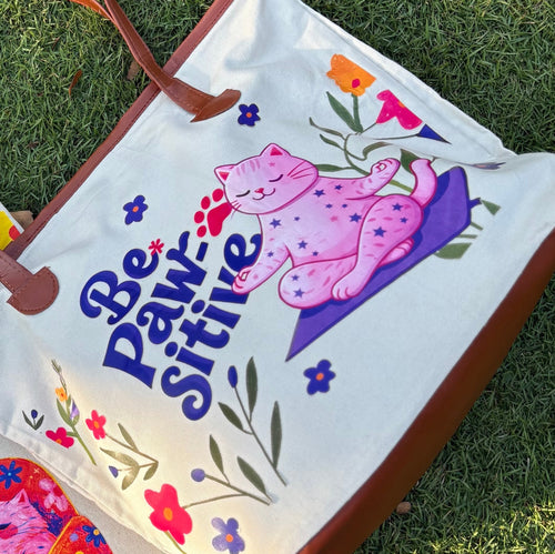Be pawsitive tote bag